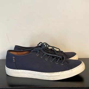 Men's frye navy Blue canvas sneakers leather laces size 10 1/2